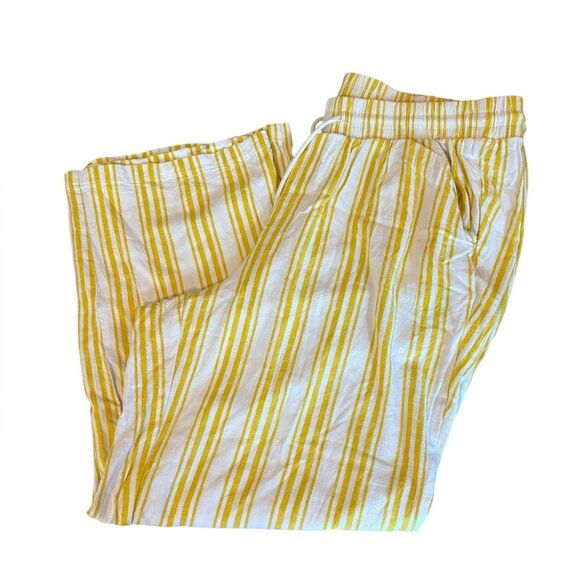 Torrid Linen Pants Pull On Wide Leg Stretch High Rise Women Size 2X Yellow White - Picture 5 of 13